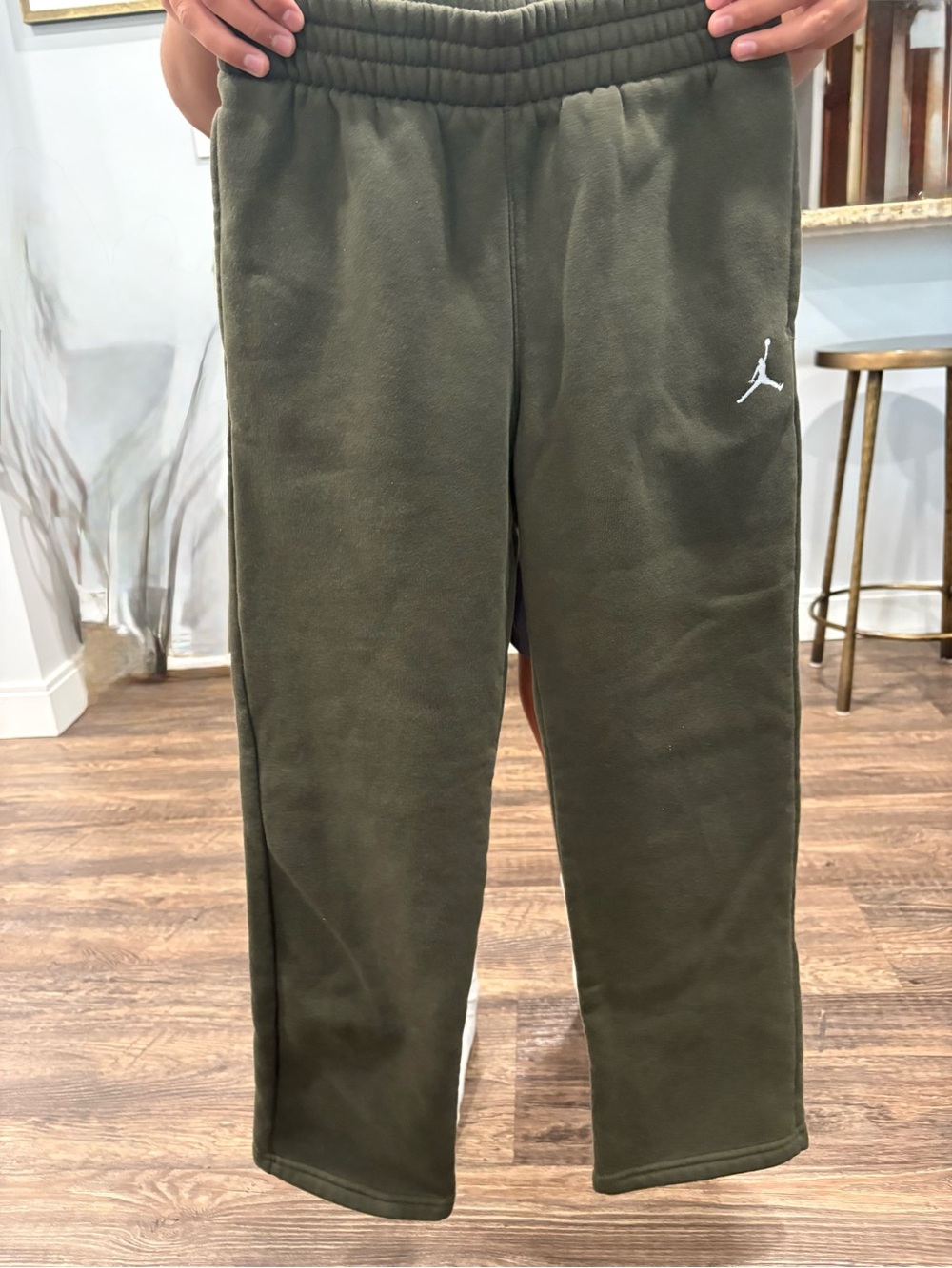 Jordan Kids Olive Green Sweatpants with White Jumpman